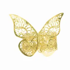 12 Laser Cut Butterfly Napkin Rings Gold