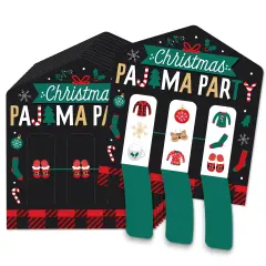Big Dot of Happiness Christmas Pajamas - Holiday Plaid PJ Party Game Pickle Cards - Pull Tabs 3-in-a-Row - Set of 12