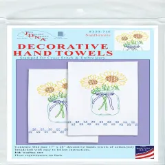 Jack Dempsey Stamped Decorative Hand Towel Pair 17"X28"-Sunflowers