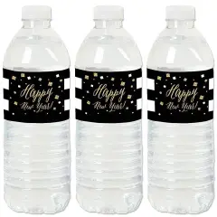 Big Dot of Happiness New Year's Eve - Gold - New Years Eve Party Water Bottle Sticker Labels - Set of 20