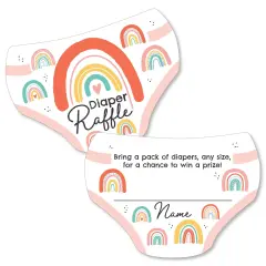 Big Dot of Happiness Hello Rainbow - Diaper Shaped Raffle Ticket Inserts - Boho Baby Shower Activities - Diaper Raffle Game - Set of 24