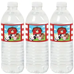 Big Dot of Happiness Farm Animals - Barnyard Baby Shower or Birthday Party Water Bottle Sticker Labels - Set of 20