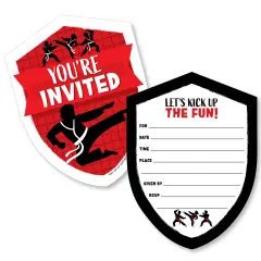 Big Dot of Happiness Karate Master - Shaped Fill-In Invitations - Martial Arts Birthday Party Invitation Cards with Envelopes - Set of 12