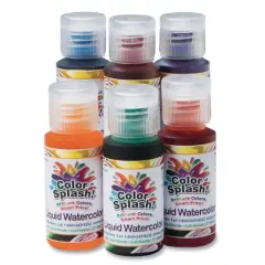 6 Vivid Colors, Liquid Watercolor Paint,1-oz Drip-Dispense Bottles, For All Watercolor Painting, Use to Tint Slime, Clay, Glue, Shaving Cream, Non-Toxic. Pack of 6.