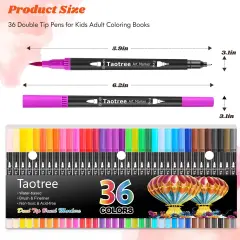 36 Colors Dual Tip Art Markers Pens for Kids Adult Coloring Books, Artist Fine & Brush Tip Coloring Markers Drawing Pen for Journaling Note Taking Lettering Calligraphy Craft Art Supplies Set