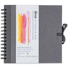 Shizen Design Black Watercolor Journal - 8" x 8", Smooth