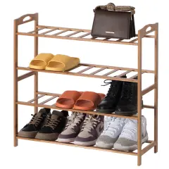 Bamboo Storage Shoe Rack, Free Standing Shoe Organizer Storage Rack