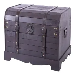 Antique Style Black Wooden Steamer Trunk, Coffee Table