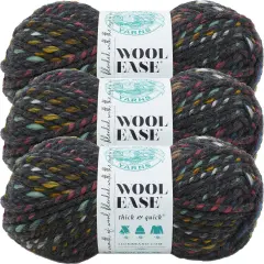 (3 Pack) Lion Brand Wool-Ease Thick & Quick Yarn - Bedrock Stripes
