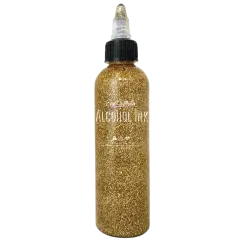 Premium Alcohol Ink | Metallic and Vibrant | High Saturated Unique Colors | For Tumblers, Coasters, Resin Dye, Alcohol Ink Paper, Yupo, Resin Petri Dish | 4 oz by volume | by Ezgi Sertcetin Glitter gold blue