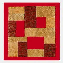 Neo Classic Crimson & Gold Paisley Patchwork 100% Cotton Quilted Christmas Throw Blanket 50" x 60"