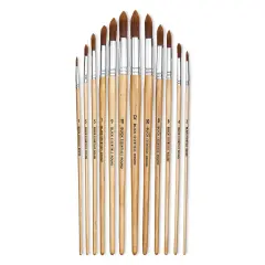 Blick Essentials Value Brush Set - Round Brushes, Brown Nylon, Set of 12