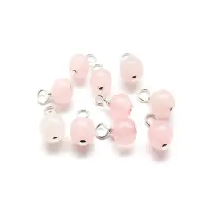 Rose Quartz 6mm Bead Dangles, Small Gemstone Charms, 10 pieces, Adorabilities