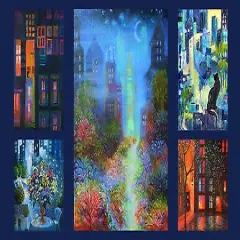 City Lights Panel 23x 42 Cotton Fabric by Clothworks