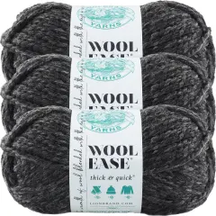 (3 Pack) Lion Brand Wool-Ease Thick & Quick Yarn - Charcoal