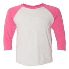 Next Level&reg; Unisex Tri-Blend Crewneck 3/4-Sleeve Raglan T-Shirt Vintage Pink S/ HWB