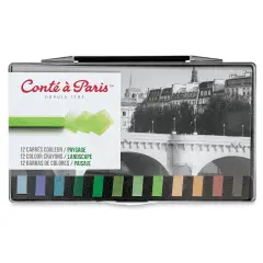 Cont&eacute; &agrave; Paris Colour Pastel Carr&eacute;s - Set of 12, Landscape Colors