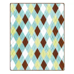 Argyle Aqua Cotton Quilted 50" x 60" Throw Blanket