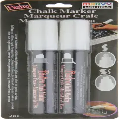 Uchida Bistro Chalk Marker Set 2/Pkg-White - Broad & Chisel Tip
