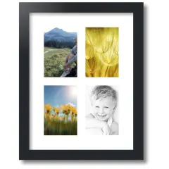 ArtToFrames Collage Photo Picture Frame with 4 - 4x6 inch Openings, Framed in Black with Over 62 Mat Color Options and Regular Glass (CSM-3926-2)