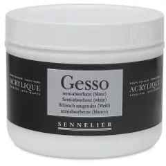 Sennelier Acrylic Gesso - 500 ml, White, Semi-Absorbent Gesso for Watercolor