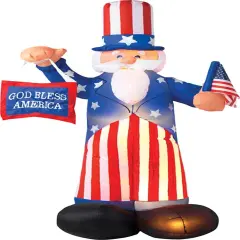 6' Gemmy Airblown Inflatable Patriotic Uncle Sam Holding Flag & Banner 335011