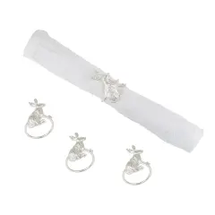 Easter Silver Bunny Rabbit Napkin Ring Set of 4