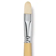 Escoda Clasico Chungking White Bristle Brush - Short Filbert, Long Handle, Size 16
