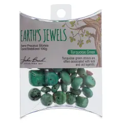 John Bead Earth Jewels Bead Assortment - Green Turquoise, Dyed, 100g