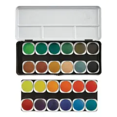 Finetec Transparent Watercolor Pan Set - Assorted Colors, Set of 24