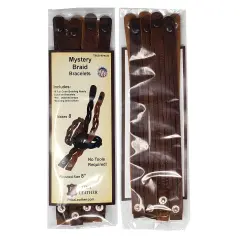 Mystery Braid Leather Bracelets Kit - 8 Brown Leather Bracelets Braiding Ready - Made in USA by Pitka Leather