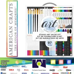 American Crafts 354845 Art Supply Basics Studio Kit - Pack of 97