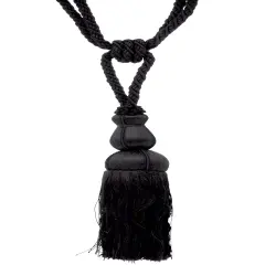 Belagio Single Tassel Tie-Back, 10" Long Tassel, Colors Collection, Black