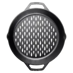 Lodge Cast Iron Grilling Basket with Dual Handles for Outdoor Grill or Open Fire, 12 in