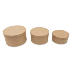 Paper Mache Box Set - Round, Set of 3