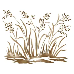 Small Seagrass Wall Stencil | 2743 by Designer Stencils | Outdoor Stencils | Reusable Art Craft Stencils for Painting on Walls, Canvas, Wood | Reusable Plastic Paint Stencil for Home Makeover | Easy to Use & Clean Art Stencil