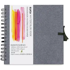 Shizen Design Black Watercolor Journal - 6" x 6", Smooth