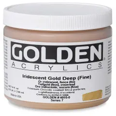 Golden Heavy Body Artist Acrylics - Iridescent Gold Deep (Fine), 8 oz Jar