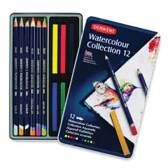Derwent Watercolor Pencil Set - Assorted Colors, Tin Box , Set of 12