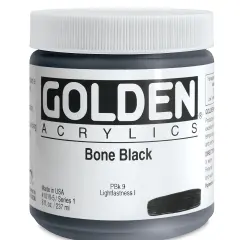 Golden Heavy Body Artist Acrylics - Bone Black, 8 oz Jar