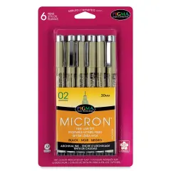 Sakura Pigma Micron Pens - Set of 6, Black, 02
