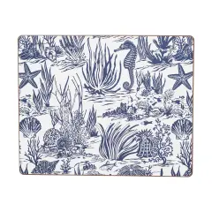 Reef Shores Placemats Set of 6 Blue & White Seaside Pattern, 13" x 16"