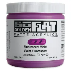 Golden SoFlat Matte Acrylic Paint - Fluorescent Violet, 473 ml, Jar