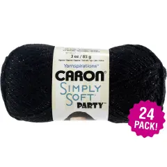 Multipack of 24 - Caron Simply Soft Party Yarn-Black Sparkle
