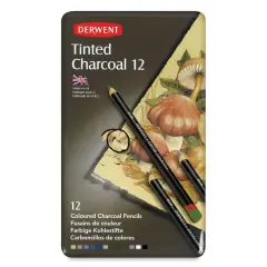Derwent Tinted Charcoal Pencil Set - Assorted Colors, Tin Box, Set of 12