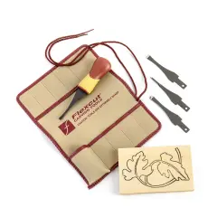 Craft Carver Kit, 11-Pocket Beginning Wood Carving Tool Roll Set