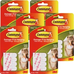 Multipack of 6 - Command Small Poster Strips-White 16/Pkg