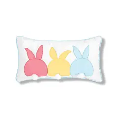 Easter Spring Themed Bunny Bum Spring Applique Small/Petite Accent Pillow, 10" x 20"