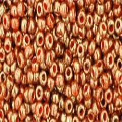 Toho 11/0 Round Japanese Seed Bead, TR11-1707, Gilded Marble Orange