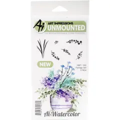 Art Impressions Watercolor Cling Rubber Stamps-Foliage 2